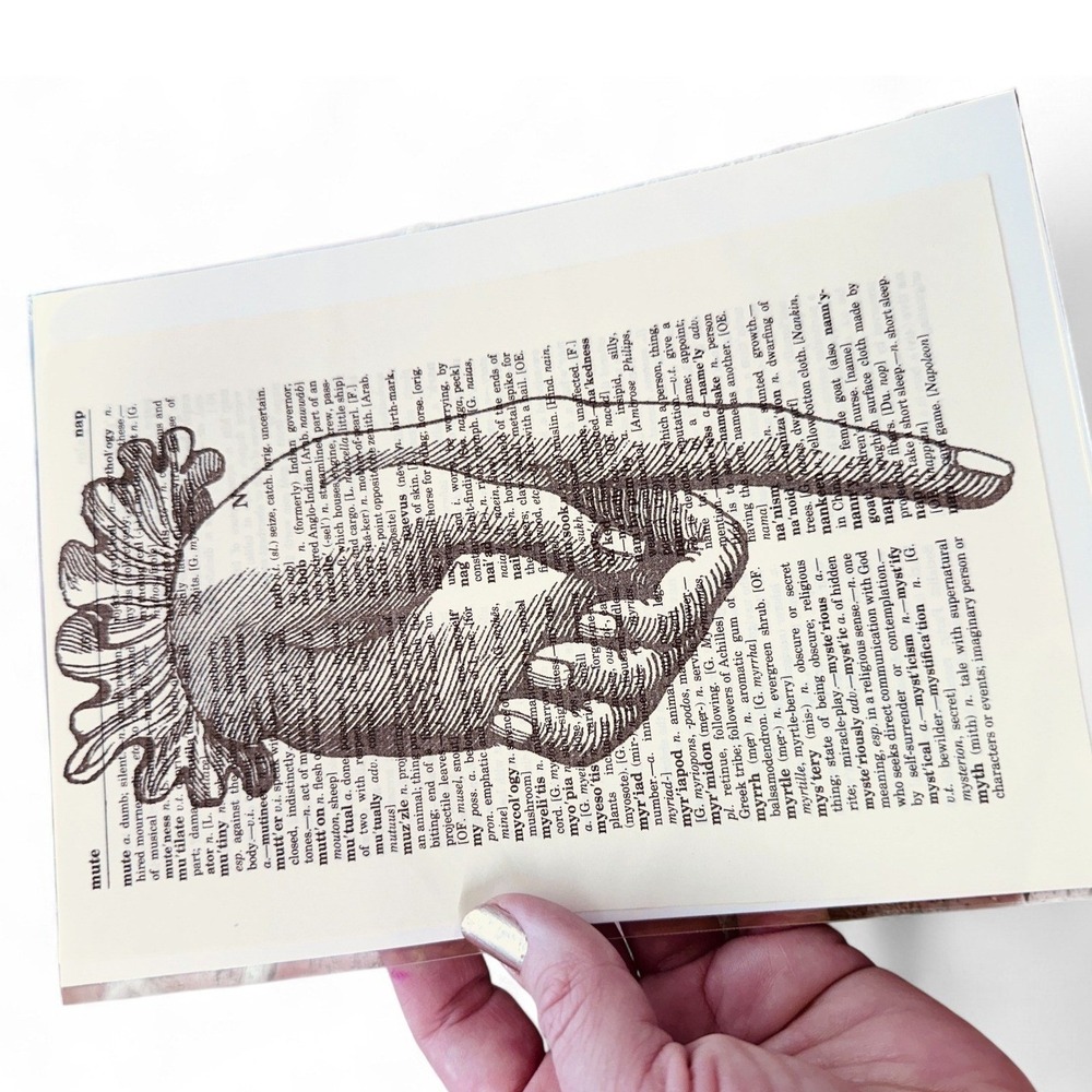 Victorian Finger Pointing Upcycled Dictionary‎ Art Print 6x9 Mini Poster OOAK